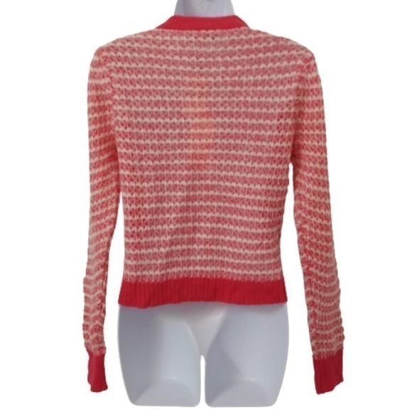 Wayf Open Knit Sweater NWT Small Pink and White Small - Picture 4 of 6